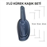 M3decorium Büyük Kavanoz Kase Aktar Kutusu İçin 3 Boy Kırılmaz Kürek Kaşık Kepçe Seti Baharatlık Aktariye Kiler Mutfak Gıda Toptancısı Gereçleri Gri