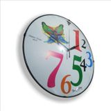 M3Decorium Çocuk Renkli Kalın Büyük Rakkam Bombe Ön Camlı Sessiz Duvar Saati 35 cm