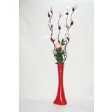 M3Decorium Desenli Kırmızı 5 adet Beyaz Üzüm Ve Pembe Gül 60cm Vazo
