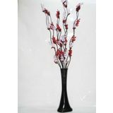 M3Decorium Desenli Uzun Siyah 10 Adet Kırmızı Mor Üzüm 60cm Vazo