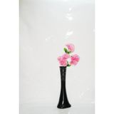M3Decorium Desenli Uzun Siyah Pembe Ortanca 60cm Vazo