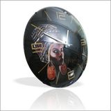 M3Decorium Esmer Küpeli Sarıklı Kadın Kız Başı Resimli 35 cm Bombe Camlı Salon Ev Ofis Okul Duvar Saati