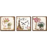 M3DECORIUM Eyfel Lavanta Laleler Çiçekler Desenli Kanvas Tablo Duvar Saati