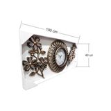 M3Decorium Ferforje Görünüm Üç 3 Parça Aynalı Çiçek Oymalı Duvar Saati