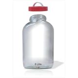 M3DECORİUM Geniş Ağızlı 8 Litre Büyük Cam Kavanoz Sızdırmaz Plastik Kapaklı Kulplu Turşu Salça Reçel Zeytin Kurma Saklama Kabı Yoğurt Mayalama Damacanası Şişman Erzak Bakliyat Kavanozları