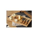 M3DECORİUM Gerçek Ahşap Çatal Bıçak Spatula Peynir Et Balık Salata Sunum Tepsisi Tabağı Sehpası Standı Tahtası