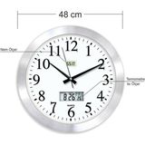 M3Decorium Hassas Dijital 48 Cm Dijital Termometreli Nem Ölçerli Camlı Satine Aluminyum Metal Ofis Duvar Saati
