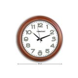 M3Decorium Kahverengi Ahşap Renkte Uzaktan Okunan Fosforlu Duvar Saati 35 Cm