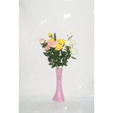 M3Decorium Pembe İşlemeli 3 Renk Gül 40cm Vazo