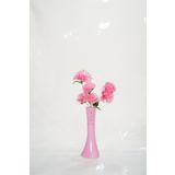M3Decorium Pembe İşlemeli Pembe Çiçekler 40cm Vazo