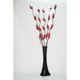 M3Decorium Siyah Desenli 5 adet Kırmızı Üzüm Çiçekler 60cm Vazo