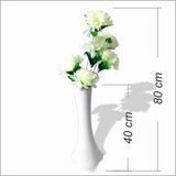M3DECORIUM Uzun Fil Ayağı 40 cm Akrilik Beyaz Vazo Beyaz Çiçek