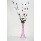 M3Decorium Uzun Pembe Desenli 5 Adet Mor 20 Salkım Üzüm Beyaz Gül 60cm Vazo