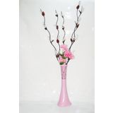 M3Decorium Uzun Pembe Desenli 5 Beyaz Salkım Üzüm 6 Pembe Ortanca 60cm Vazo
