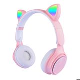 M6 Pro Cat Rgb Led Işıklı Kedi Kulağı Band Tasarımlı Ayarlanabilir Ve Katlanabilir Kulak Üstü Bluetooth Kulaklık pembe