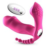 M6 Şarjlı Uzaktan Kumandalı Isıtmalı 3 In 1 Anal G-Spot Klitoris Emiş Uyarıcı Giyilebilir Vibratör