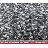 M6X10 Imbus Allen Civata Inox(Paslanmaz Çelik)Rondela ve Pullu 12 Adet