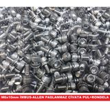 M6X10 Imbus Allen Civata Inox(Paslanmaz Çelik)Rondela ve Pullu 24 Adet