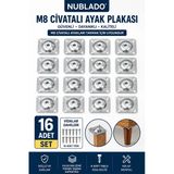 M8 Cıvatalı Mobilya Ayak Bağlantı Plakası 16’Lı Set – Masa Koltuk Sehpa Ayak Montaj Aparatı