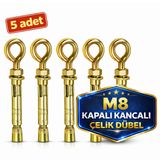 M8 Kapalı Ağızlı Çelik Dübel, 9.5 cm, Tavan Asma ve Avize Montajı için, 5 Adet