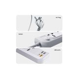 M80 Priz Power Strip 8in1 3 Adet Usb 1 Adet Type-c Ve 4 Adet Priz Dönüştürücü Akım Korumalı 2m - Beyaz