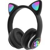 M90 Kart Girişli Kedi Bluetooth Kulaklık Yüksek Ses Akıllı LED Kulaklık + 12 Saat Fazla Şarj - Siyah