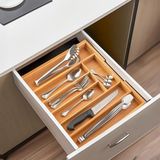 M9263-55 Ölçü Ayarlı 5-7 Bölmeli Bambu Kaşıklık - Çekmece Içi Tezgah Üstü Kaşıklık Organizer
