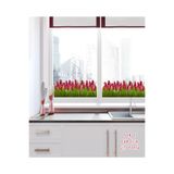 MAARS Pembe Lale Desenli Şeffaf Malzeme çift yönlü Cam Sticker - Cam Süsü Dekorasyonu, Pencere Dekoru