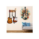 MAARS Soft Renklerde Gitar Desenli Duvar Stickerı - Müzik Temalı Dekorasyon, Duvar Süsü, Ev Dekorasyonu