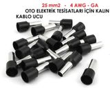 Maasco 25 mm (4 AWG) izoleli kablo yüksüğü (50 Adet) Bakir Pabuç