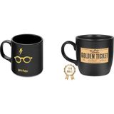 Mabbels Harry Potter ve Willy Wonka Golden Ticket Mug Seti