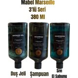Mabel Marseille 3'lü Kişisel Bakım Seti 380 ml Şampuan + Duş Jeli + Sıvı El Sabunu - 3 Adet