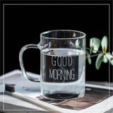 Mabelme 2 Adet Cam Kupa Kulplu Bardak Büyük Boy Good Morning Borosilikat Dayanıklı Cam Kupa 450 ml - 0 - Siyah - Option-1