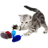 Mabelme 4'lü Set Sesli Fare Kedi Oyuncağı Renkli ve Eğlenceli Kedi Av Oyuncakları - 01-Mavi