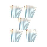 Mabelme 5 Set Sanatçı Fırcası Seti, 10'lu Paket Naylon Fırca, Resim, Akrilik, Ince Fırca, Sulu Boya ve Yüz Boyama, Kendin Yap El Sanatları Için, Mavi, Toplam 50 Fırca - Kestane Akaju - Option-1