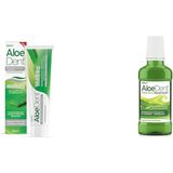 Mabelme Aloe Dent Doğal Aloevera ile Ekstra Beyazlatıcı Diş Macunu 100 ml x Aloedent Alkolsüz ve Florürsüz Ağız Kokusu Önleyici Doğal Ağız Bakım Suyu 250 ml - Option-1