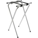Mabelme Amerikan Metalcraft Cilalı Krom Deluxe Metal Tepsi Standı - Kestane Akaju - Option-1