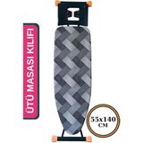 Mabelme Asev Home Ütü Masası Kılıfı Keçeli Ipli Stoperli Büyük Boy 55X140 cm - Option-1 - 001-Renkli