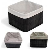 Mabelme Bambu Çok Amaçlı Saklama Kutusu Düzenleyici Kare Organizer, Dekoratif Bambu Düzenleyici Siyah (20X20X13CM) - Option-1