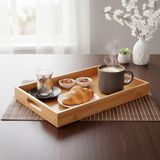 Mabelme Bambu Dikdörtgen Sunum Tepsi, Bambu Sofra Tepsisi, Çay Tesisi (35CMX25CMX6CM) - Kestane Akaju - Option-1