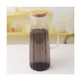 Mabelme Bambu Kapaklı Borosilikat Cam Yağdanlık ve Sürahi | 1000ML (11X26CM) Çok Amaçlı Içecek ve Sıvı Gıda Saklama - Option-1