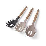 Mabelme Bambu Saplı Silikon Makarna Servis Kaşığı – Dayanıklı, Yapışmaz, 3 Renk Seçenekli, 27CM – Uzun Saplı Makarna Kaşığı (Krem) - Option-1