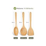 Mabelme Doğal Bambu Ahşap Mutfak Kaşık ve Spatula Seti, Dayanıklı, Tava Çizmeyen, Ergonomik Saplı, Çevre Dostu Ahşap Mutfak Gereçleri, Kızartma, Sote, Makarna ve Yemek Karıştırma Için Uygun 3’lü Set - Option-1