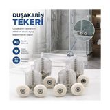 Mabelme Duşakabin Kapı Tekerleği Seti, 4'lü Alt/üst Duş Kapısı Rulmanı, Cam Duşakabin Sürgü Tekerlek Takımı, Sessiz Kayar, Paslanmaz Vidalı, Kolay Montaj, Dayanıklı - 001-Renkli