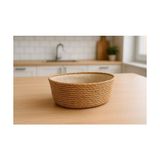 Mabelme El Yapımı Hasır Ekmek Sepeti, Yıkanabilir Bez Astarlı Çok Amaçlı Oval Sunum ve Dekoratif Saklama Sepeti, Ekmeklik (22X16X8 Cm) - 0,5 L