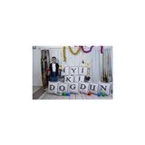 Mabelme Harfli Kırlent Kılıfı Kadife 43X43 cm Çift Taraflı Y Harfi Kedi Desenli Evlilik Teklifi Doğum Günü - Option-1 - 001-Renkli