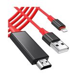 Mabelme - HDMI Adaptör Kablosu ile Uyumlu [ Mfi Sertifikalı] HDMI Adaptörü iPad Ipod Tv Projektör Monitörü Için, 1080P Dijital Av Sync Ekran Adaptör Kablosu Şarj Konektörü ile 2,0 M Kırmızı - 0 - Siyah - Option-1
