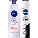 Mabelme Kadın Sprey Deodorant & Invisibleclear 150ML,KIRAZ Çiçeği Nemlendirici Vücut Losyonu 400ML - Option-1