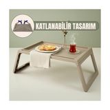 Mabelme Katlanabilir Yatak Üstü Laptop Sehpası ve Kahvaltı Masası - Tablet ve Telefon Standlı Çok Amaçlı Portatif Çalışma Sehpası (56X36X26 Cm) (Toprak)