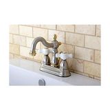 Mabelme KB1609PX 4" Lavabo Bataryası Porselen Çapraz Kolu, Fırçalanmış Nikel/parlak Pirinç - Option-1